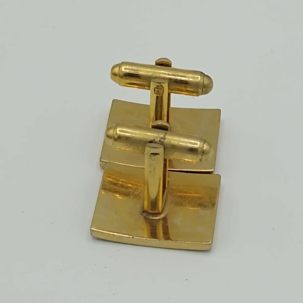 Flex Let Quality Engraved Gold tone Signed Cufflinks Midcentury Vintage